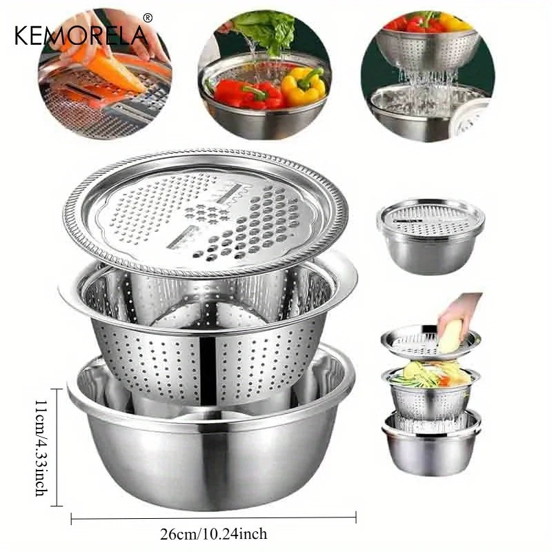 KEMORELA Stainless Steel Colander Basin Set – 2/3 Piece Colander Basin Set Axl