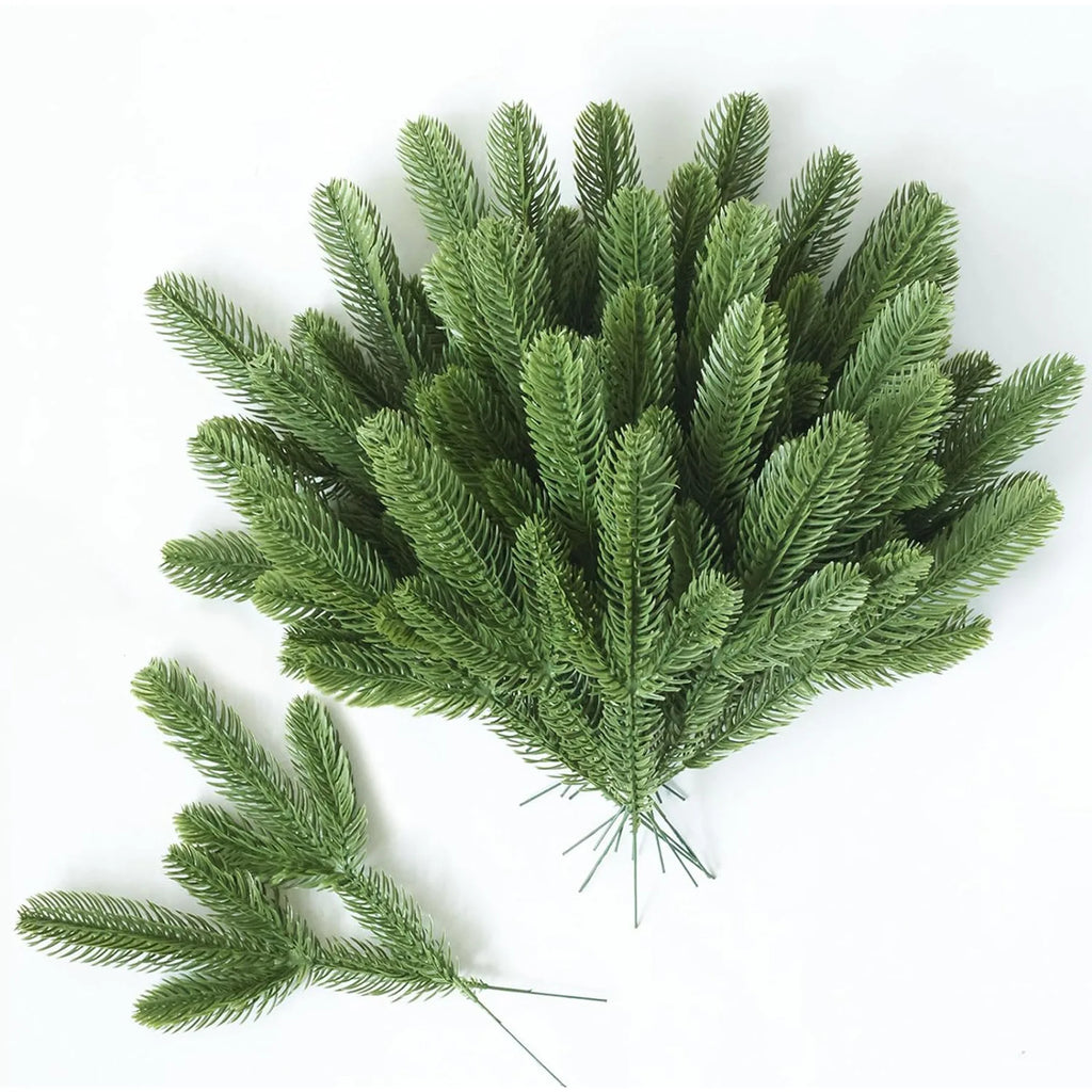 Artificial Pine Branches Greenery for Wreaths & Holiday Decor Artificial Greenery Axl Green 10PCS