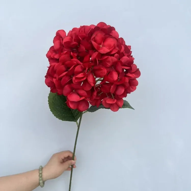 Large Hydrangea Artificial Flower Stems – 135 Petals, Candy Colors Artificial Flower Stems Axl Bright red
