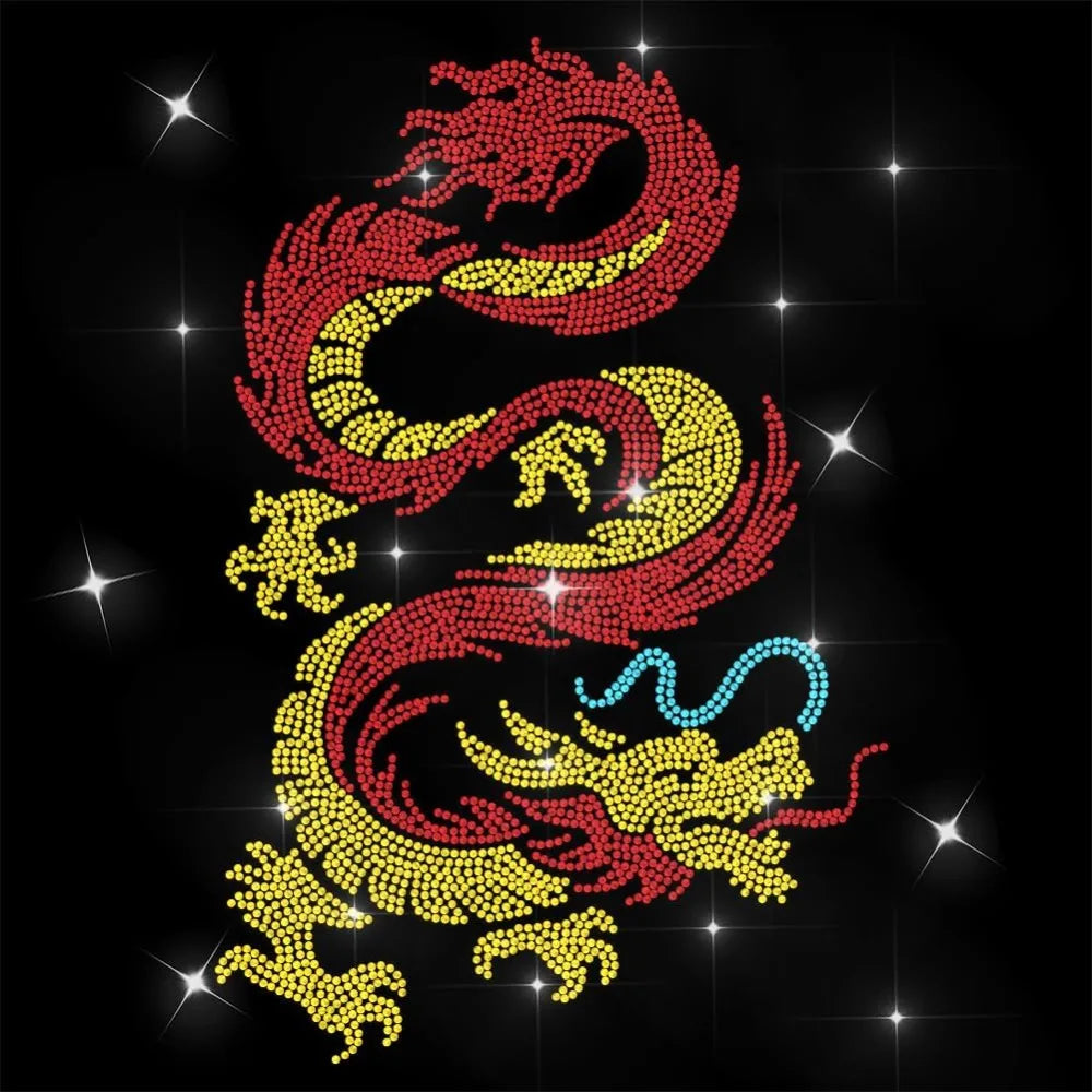 Dragon Rhinestone Iron-On Appliqué – A4 Glitter Heat Transfer Patch Iron-On Rhinestone Patch Axl AECH04-17627