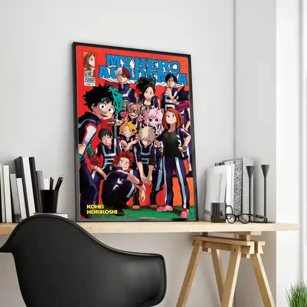 My Hero Academia Anime Canvas Wall Art – Unframed Poster Canvas Wall Art Axl Black10 40X50cmFrameless