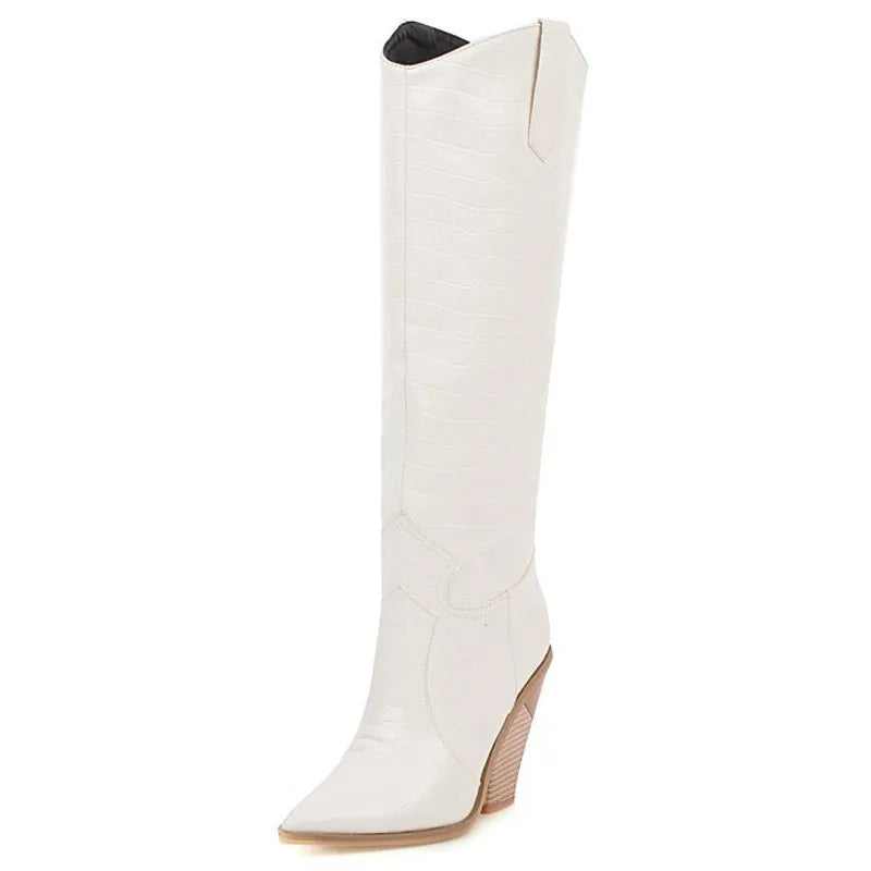 Women's Knee-High Wedge Platform Boots | Custom Zip Heels Knee-High Boots Axl