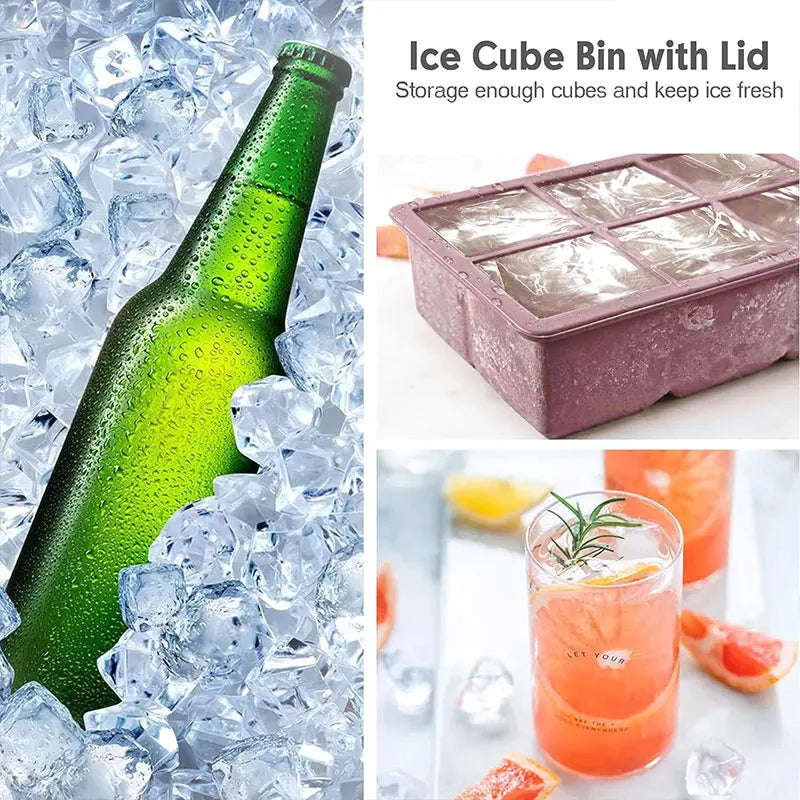 Silicone Ice Cube Trays with Lid – 6 & 15 Grid Stackable Ice Cube Tray Axl