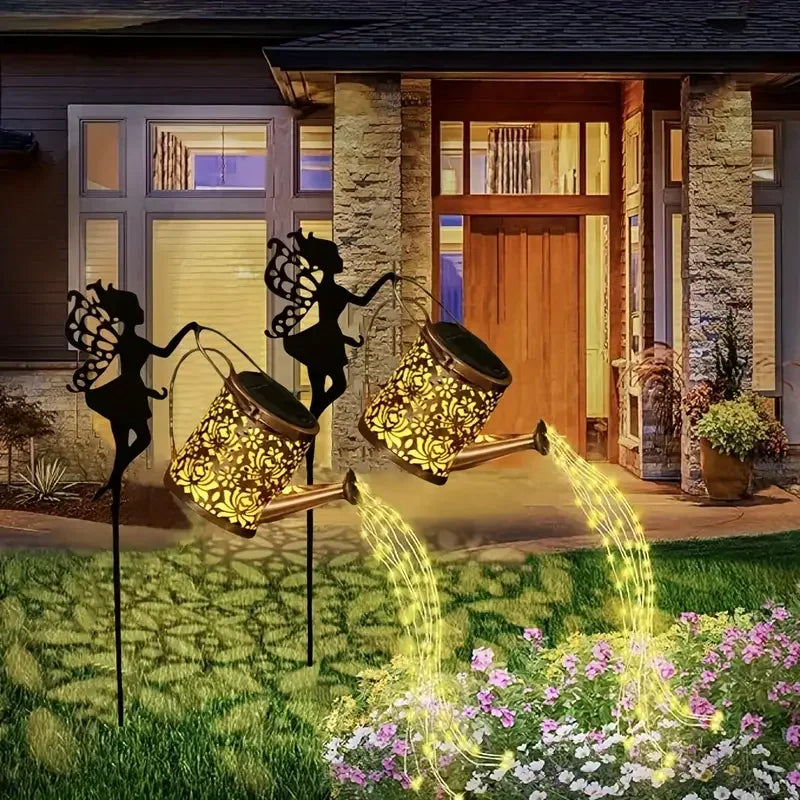 Solar Fairy Watering Can Light – Vintage Metal Garden Decor Solar Garden Light Axl