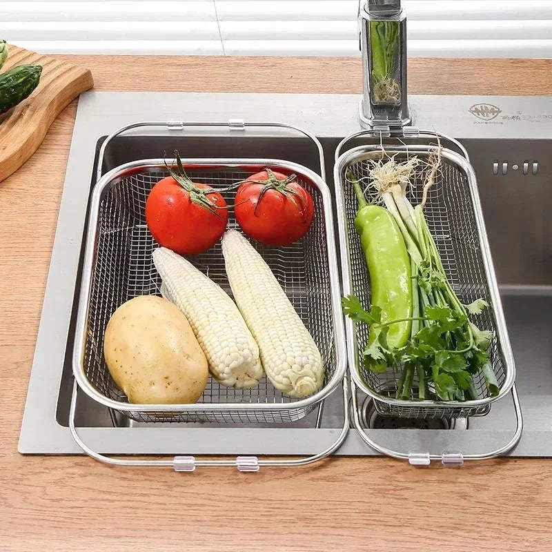 Expandable Stainless Steel Sink Colander & Drain Basket Sink Colander Basket Axl
