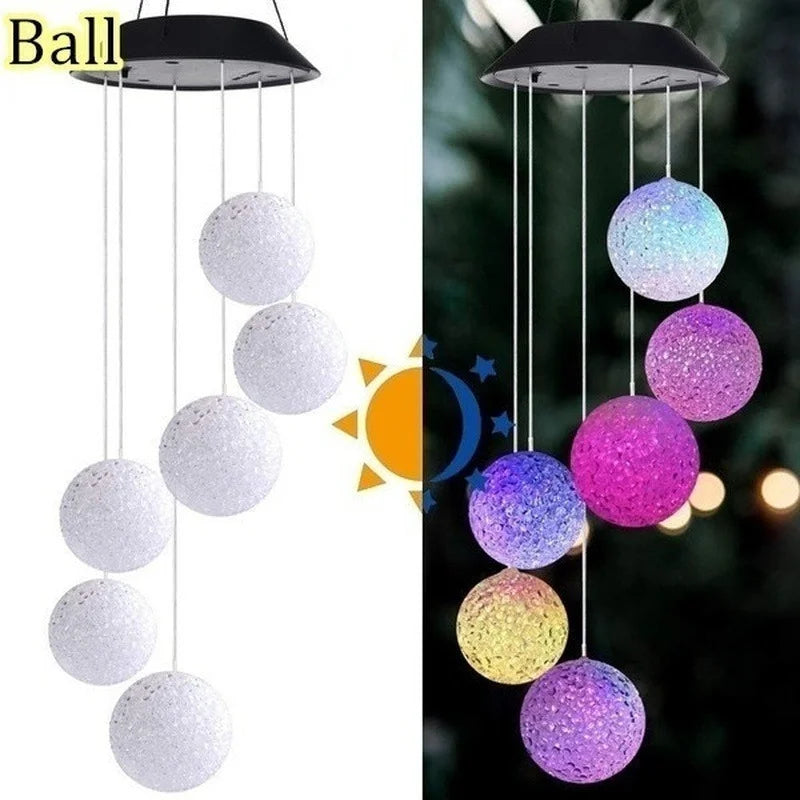 Solar Wind Chime LED Light – Color Changing Crystal Ball Garden Solar Garden Light Axl Rice balls