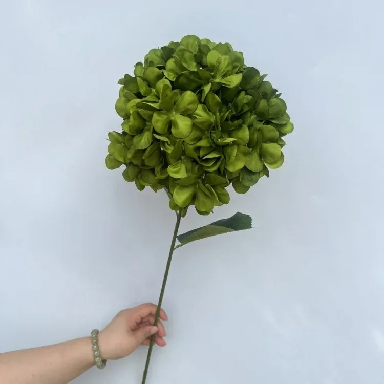Large Hydrangea Artificial Flower Stems – 135 Petals, Candy Colors Artificial Flower Stems Axl Dark green