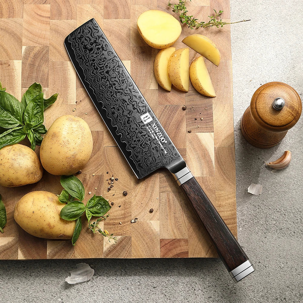 XINZUO 7.2" Nakiri Knife – 67-Layer Damascus Steel Ebony Handle Nakiri Kitchen Knife Axl