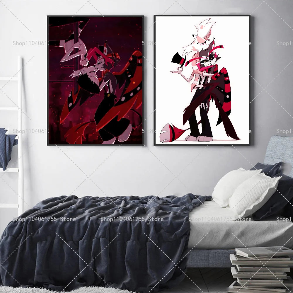 Hazbin Hotel Angel Dust Alastor Waterproof Wall Poster Sticker Wall Art Poster Axl