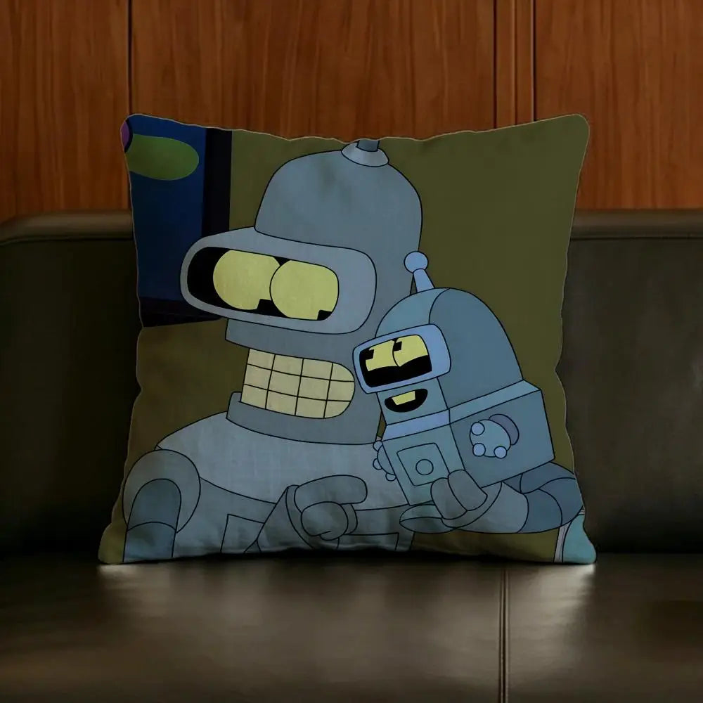Futurama Bender Linen Cushion Cover – Sofa, Bed & Chair Linen Cushion Cover Axl White5 60X60cm