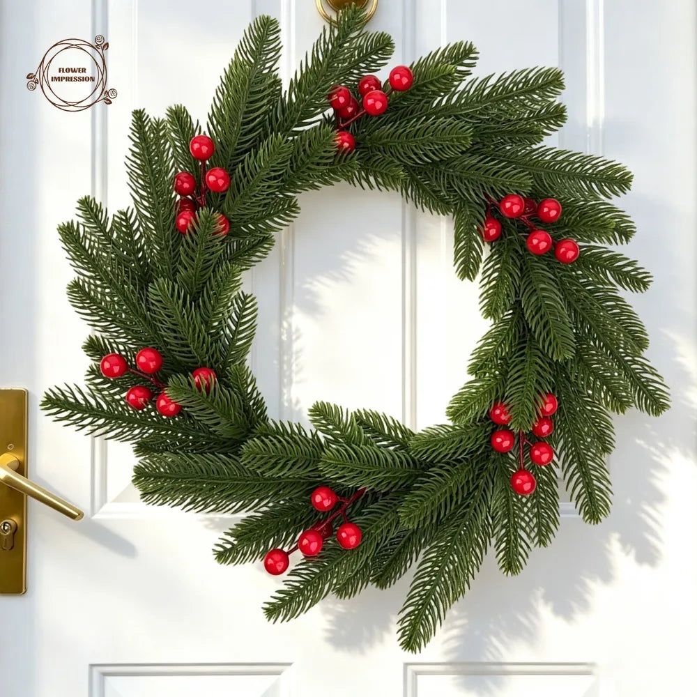Artificial Spruce Christmas Wreath – Red Berries & Pine Christmas Wreath Axl