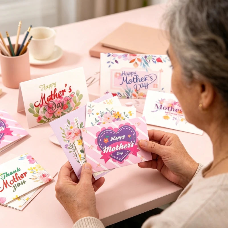 Floral Mother's Day Thank You Cards – Party & Classroom Set Greeting Cards Set Axl