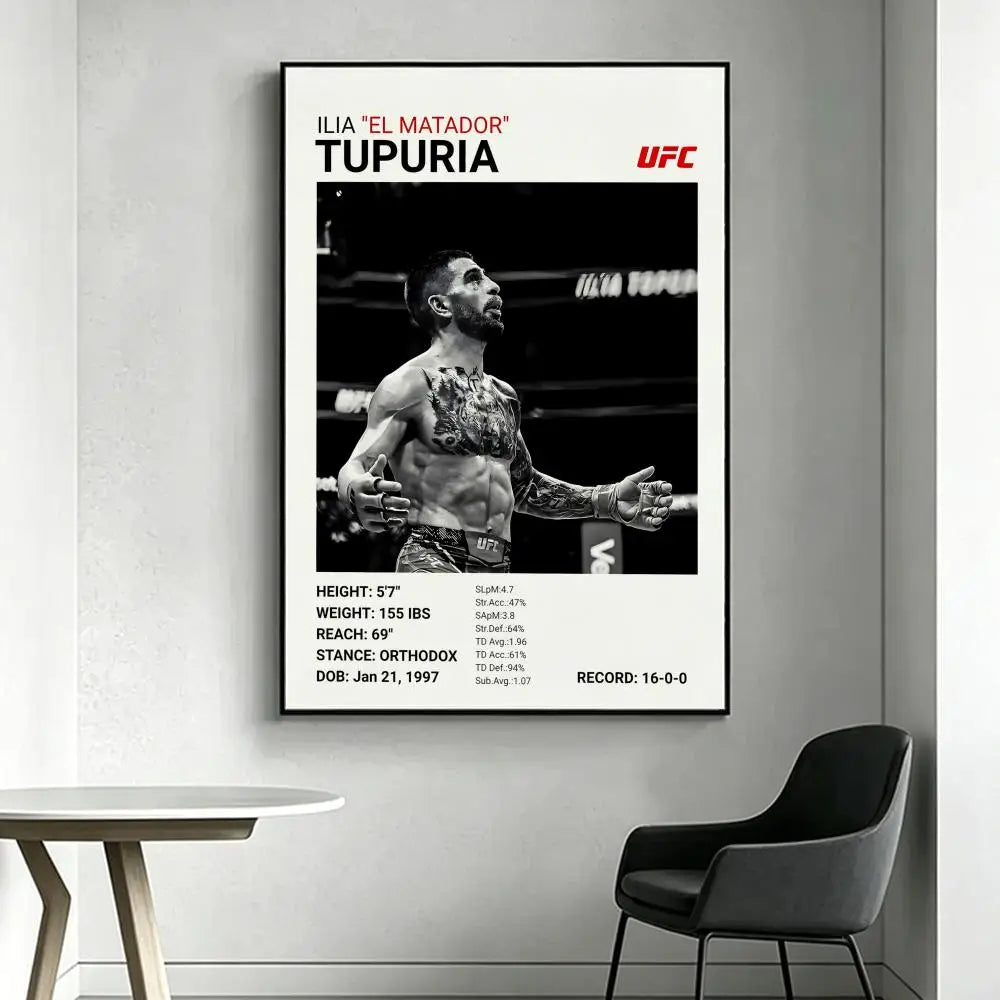 Ilia Topuria HD Wall Poster – Waterproof Sticky Art Decor Wall Art Poster Axl White11 21X30cmNoframe