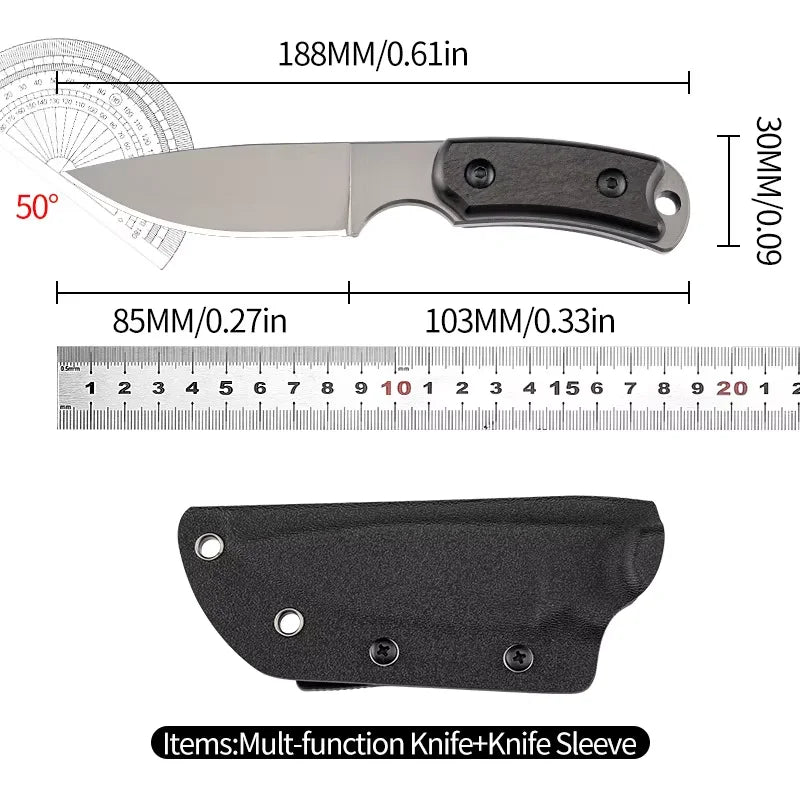 D2 Steel Fixed Blade Knife – Ebony Handle EDC & Camping Fixed Blade Knife Axl