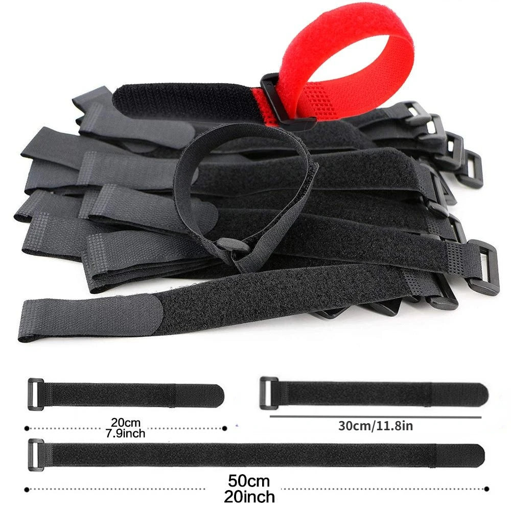 10-Pack Reusable Nylon Hook & Loop Cable Straps | Bike Tie Cable Management Straps Axl 2 50cm