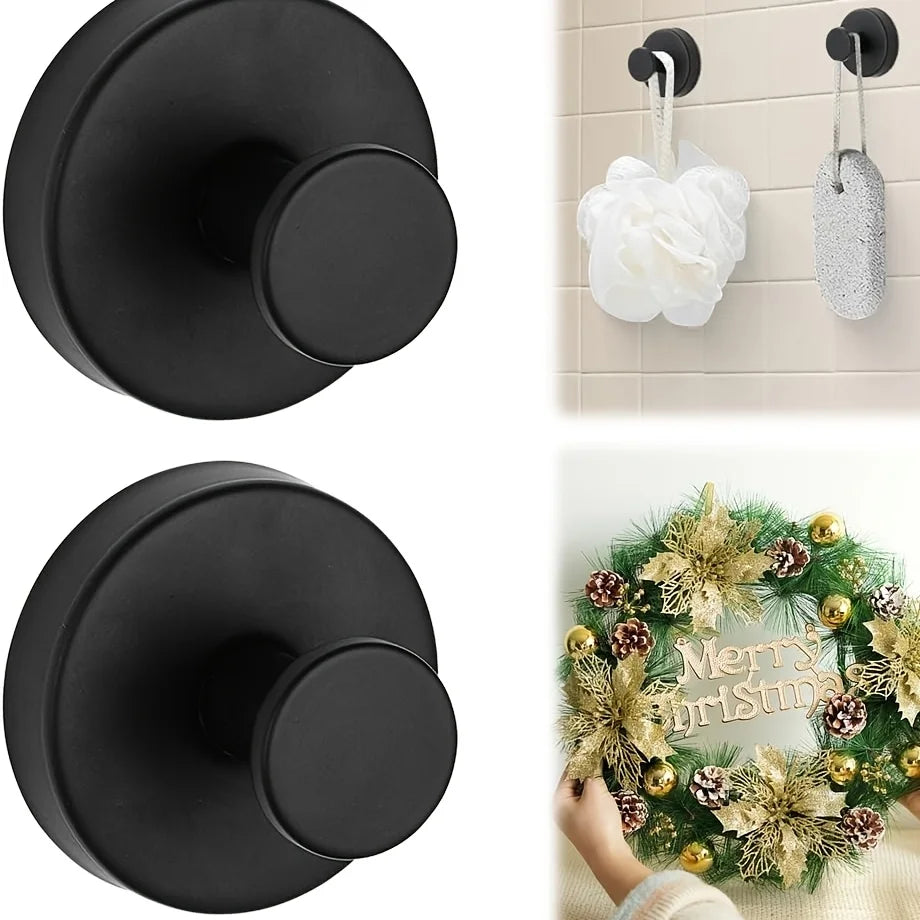 Stainless Steel Suction Cup Hooks – Shower, Bathroom & Mirror Suction Cup Hooks Axl 2pcs-black