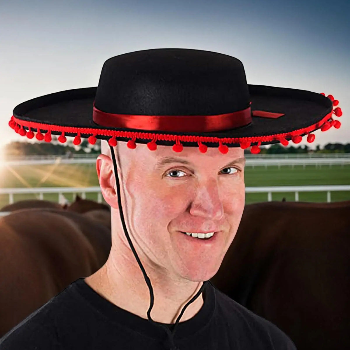 Mexican Sombrero Hat with Pom-Poms | Wide Brim Costume Accessory Costume Hat Axl
