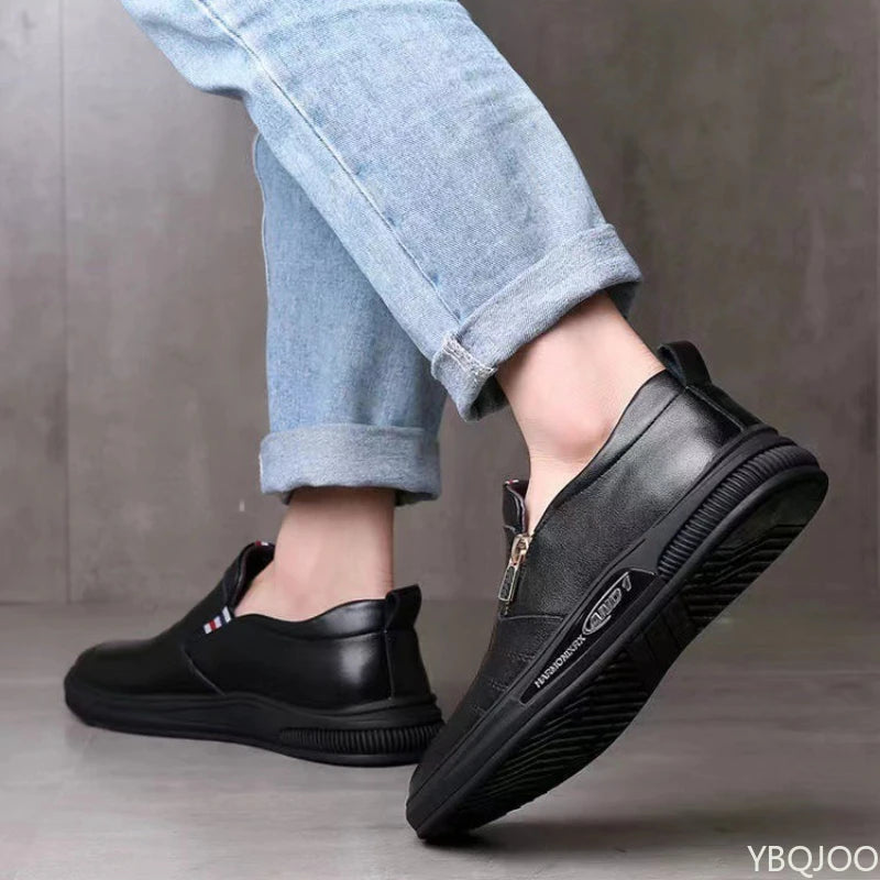 YBQJOO Men's Breathable Casual Zip Slip-On Shoes | Sizes 34–49 Men's Casual Shoes Axl