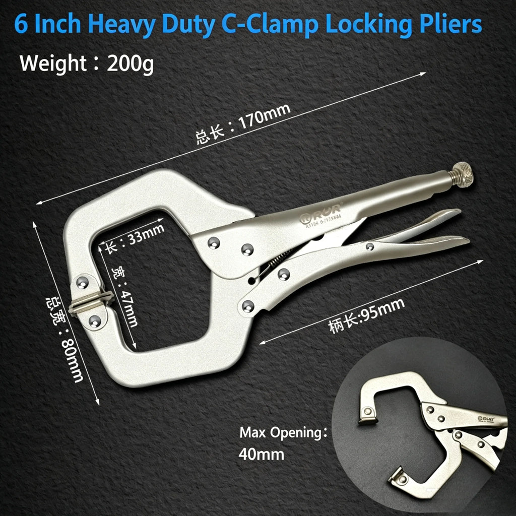 AIRAJ 7-Inch Locking Pliers – Heavy Duty Carbon Steel Clamp Locking Pliers Axl As whown C6 In-C Type Locking