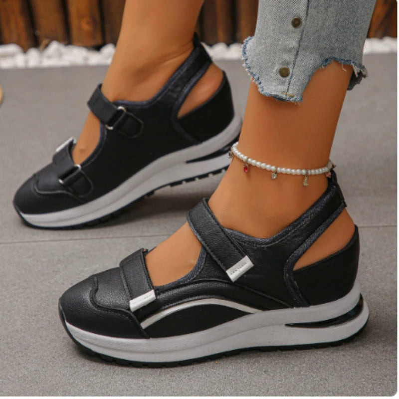 Women's Wedge Platform Sandals – Roma Retro Buckle Strap Heels Wedge Platform Sandals Axl Black 43