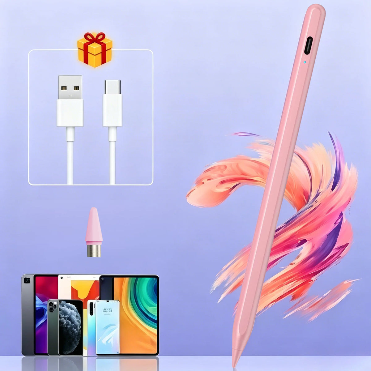 Universal Stylus Pen – Capacitive Touchscreen for iOS & Android Touchscreen Stylus Pen Axl ZP1-pink-1nib