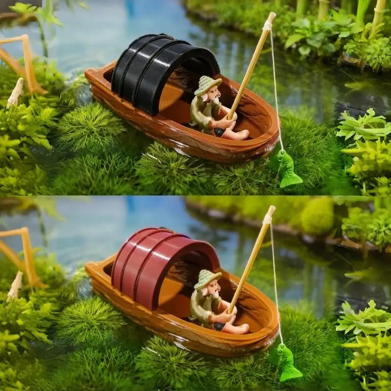 Floating Fisherman Mini Boat Aquarium Decoration | Fish Tank Decor Aquarium Decoration Axl