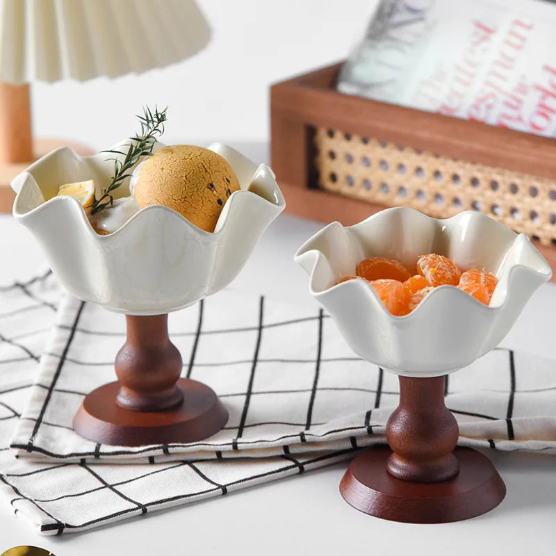 Retro High-Footed Ceramic Decorative Bowl – Modern Desk Decor Decorative Ceramic Bowl Axl