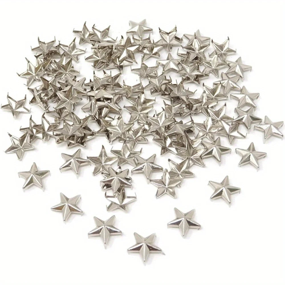100 Pcs Star Studs & Rivets – DIY Bags, Clothing & Leather Craft DIY Craft Studs Axl silvery