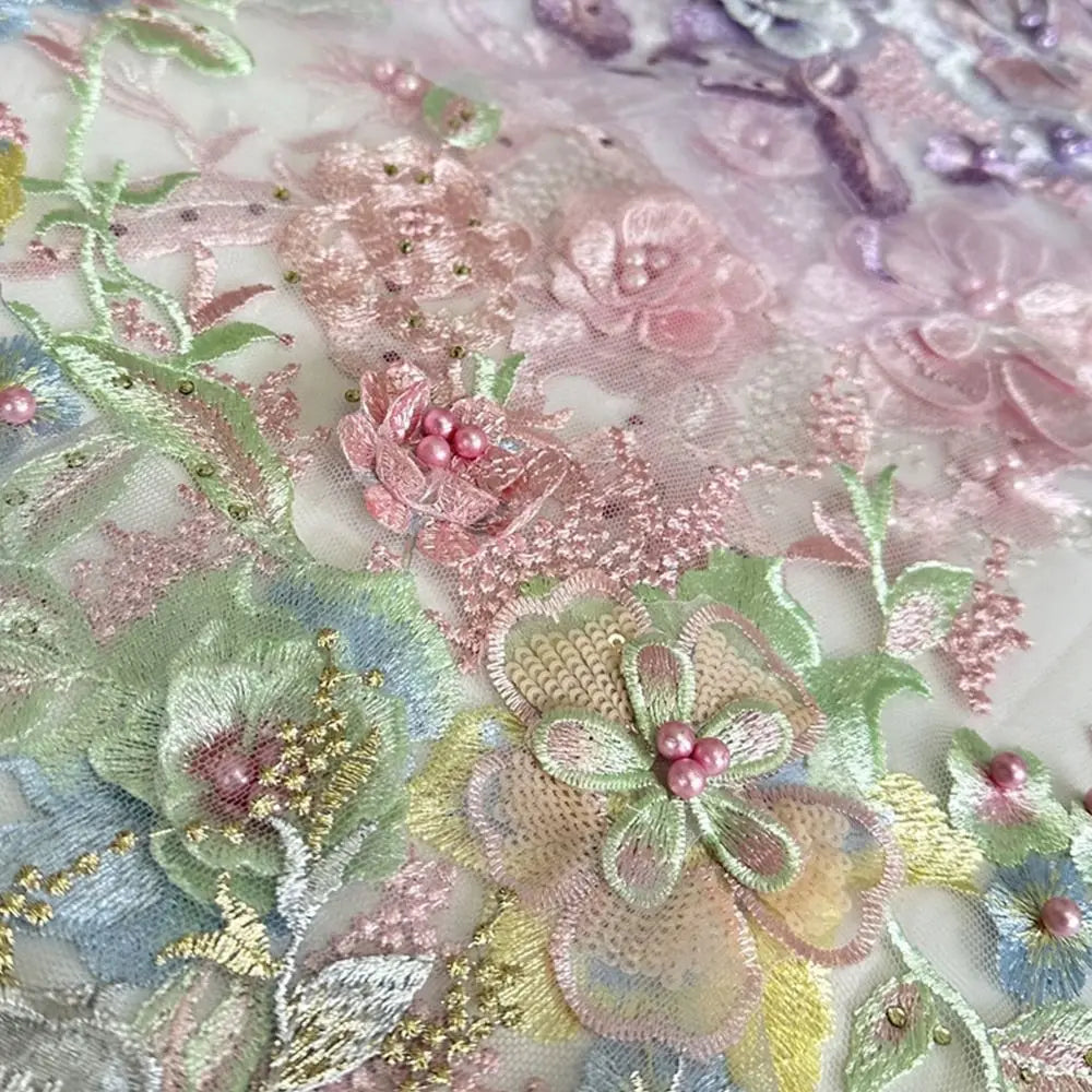 3D Floral Embroidered Lace Applique Patch – DIY Sewing Fabric Lace Fabric Applique Axl