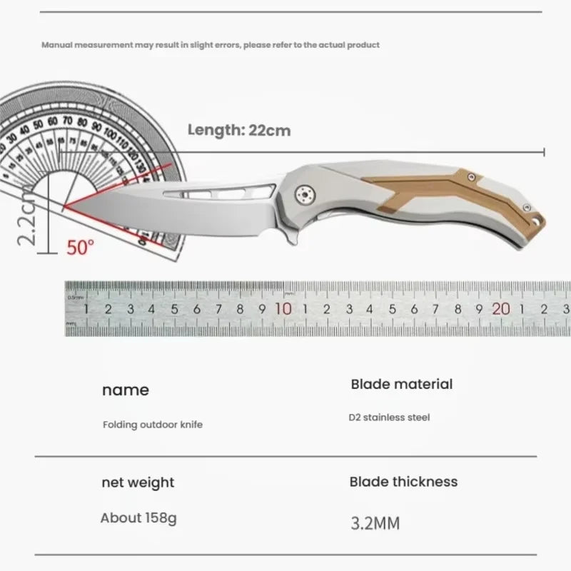 G10 Folding Knife – D2 Steel Blade for Camping & Hiking Folding Camping Knife Axl