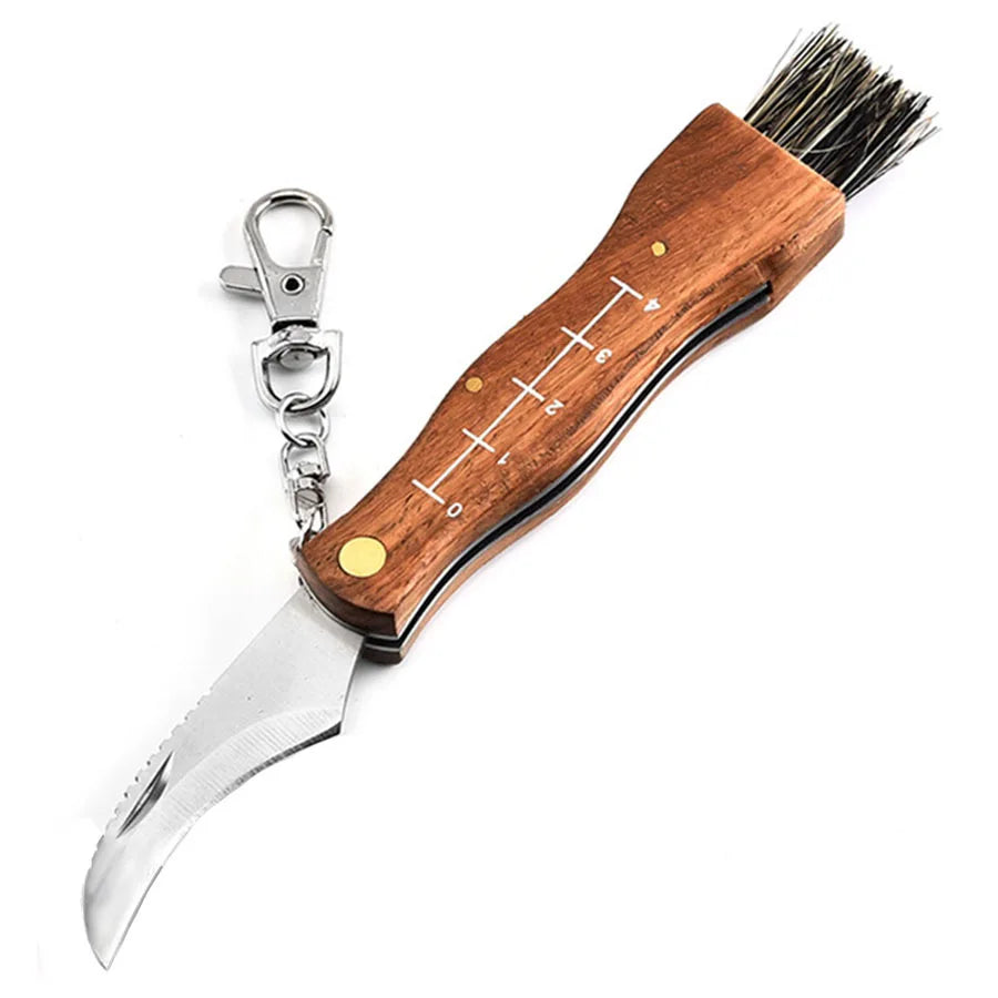 Mushroom Foraging Folding Knife – Rosewood Handle & Brush EDC Folding Foraging Knife Axl