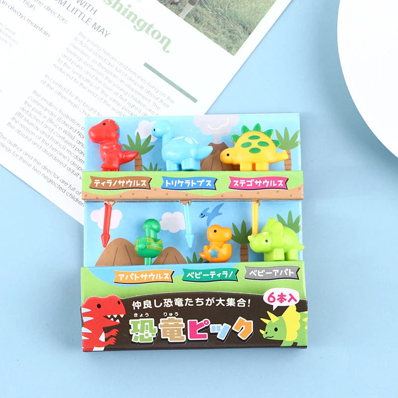 6-Piece Dinosaur Mini Fruit Forks – Bento Box Food Picks Fruit Fork Set Axl