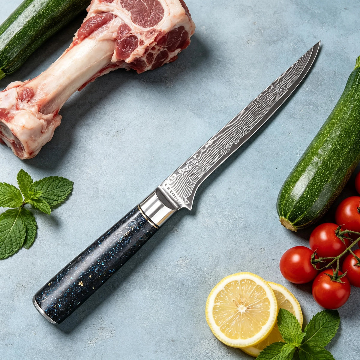 67-Layer Damascus Steel Boning Knife – Pro Chef Knife Damascus Boning Knife Axl