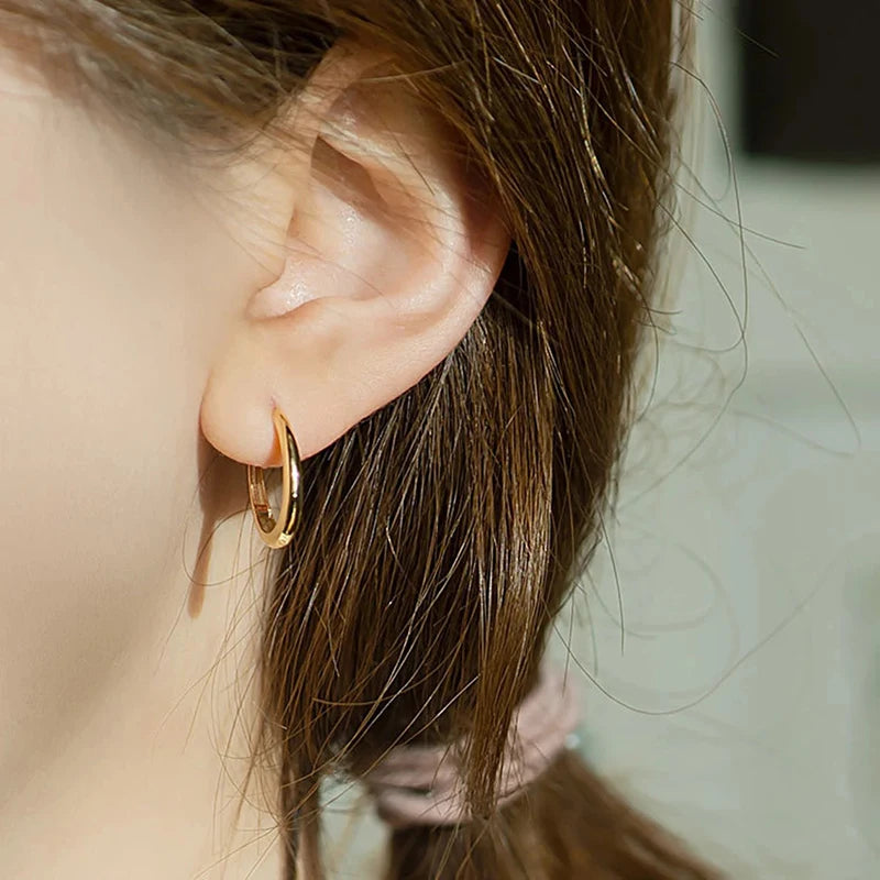 Huitan Gold Hoop Earrings – Geometric Fashion Jewelry for Women Hoop Earrings Axl