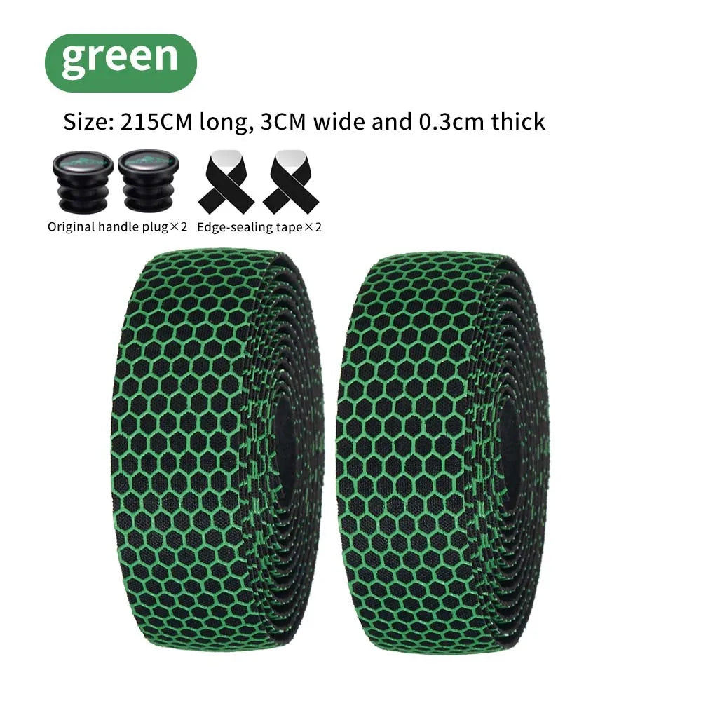 Silicone Road Bike Handlebar Tape – Honeycomb Non-Slip Wrap Handlebar Tape Axl green