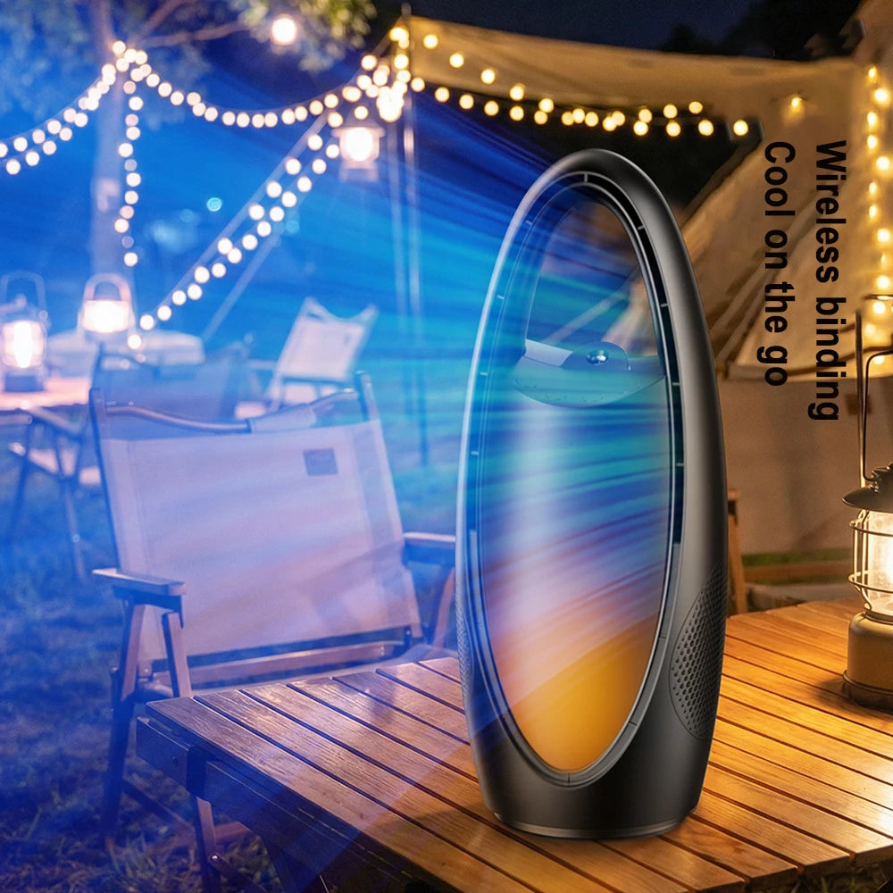 USB Bladeless Fan – 9-Speed, Mist, 9-Hr Timer & Ambient Light Bladeless Desktop Fan Axl