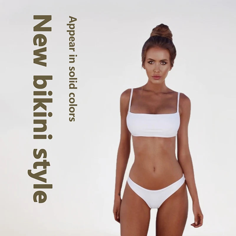 Women's Solid Two-Piece Bikini Set – Underwire Swimwear Two-Piece Bikini Set Axl