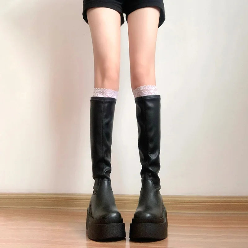 Women's Stretch Wedge Booties – Slip-On Belt Buckle Boots Wedge Stretch Booties Axl