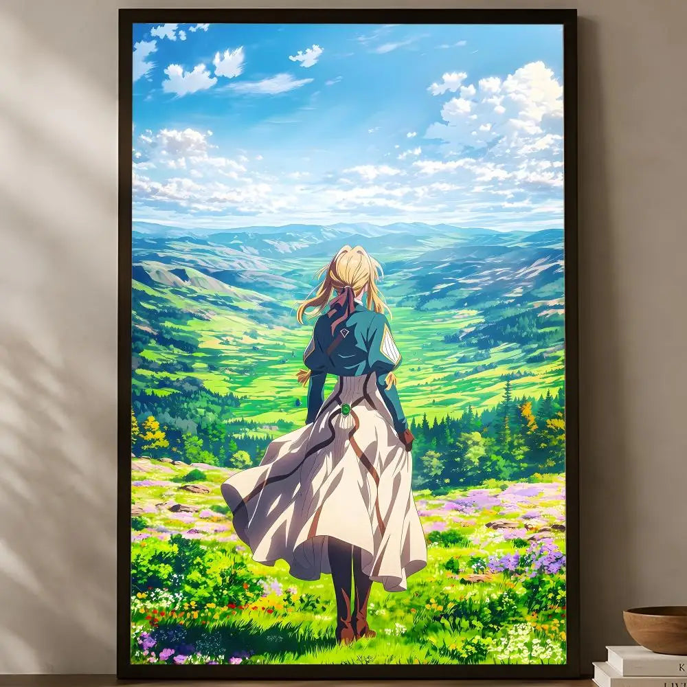 Violet Evergarden Anime Poster – Self-Stick HD Waterproof Wall Art Anime Wall Poster Axl White07 30X40cmNoframe