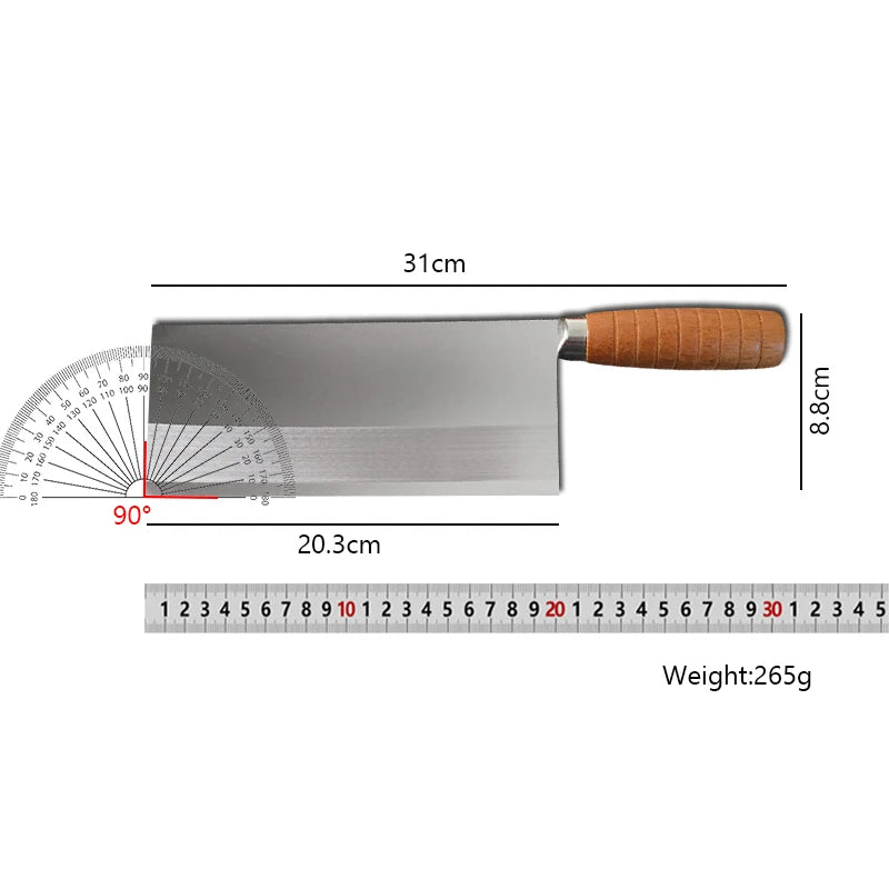 Stainless Steel Chinese Cleaver – Wood Handle Slicing Knife Kitchen Cleaver Knife Axl