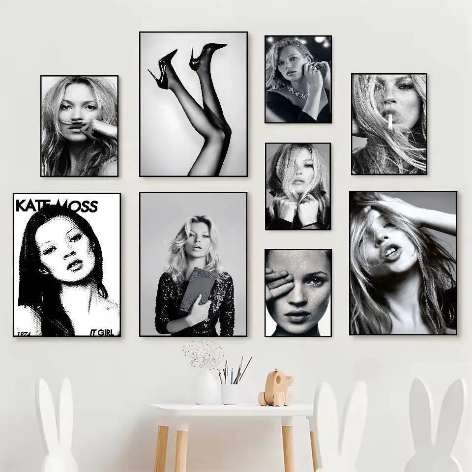 Kate Moss Fashion Art Poster – Self-Adhesive Waterproof Wall Decor Wall Art Poster Axl