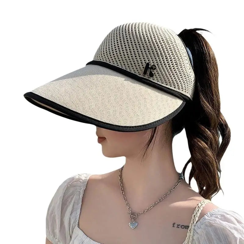 Wide Brim Open Top Straw Sun Hat – Lightweight Beach Travel Wide Brim Sun Hat Axl