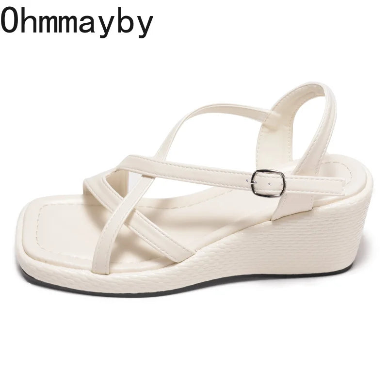 Women's Platform Wedge Sandals – Cross & Ankle Strap Summer Platform Wedge Sandals Axl