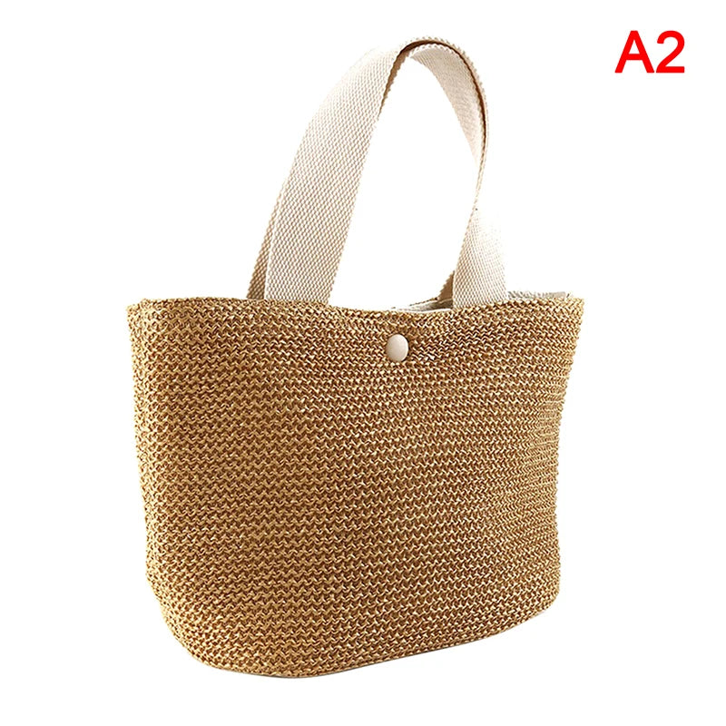 Women's Straw Woven Beach Tote Bag – Casual Shoulder Handbag Woven Tote Bag Axl Beige