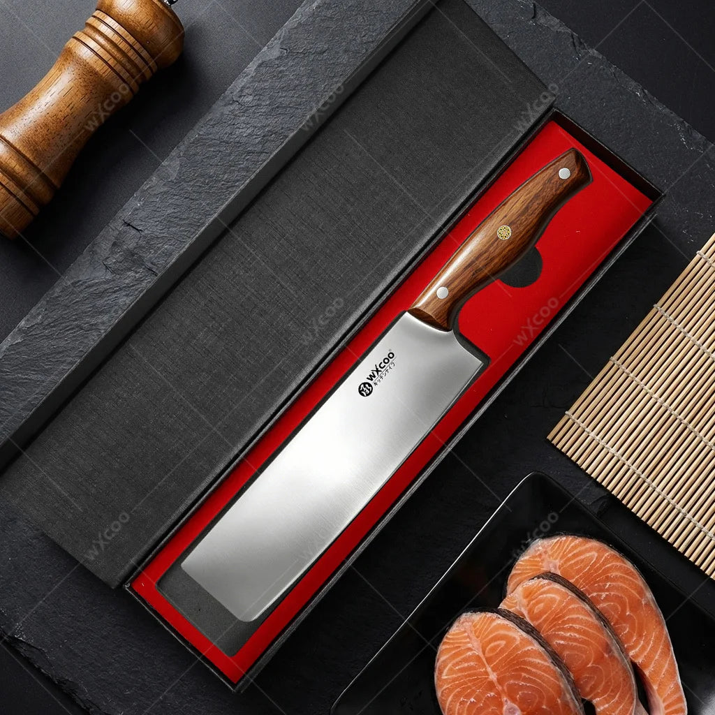 WXCOO Japanese Santoku Knife Set – 5-Piece Stainless Steel Kitchen Knife Set Axl Meat Cleaver