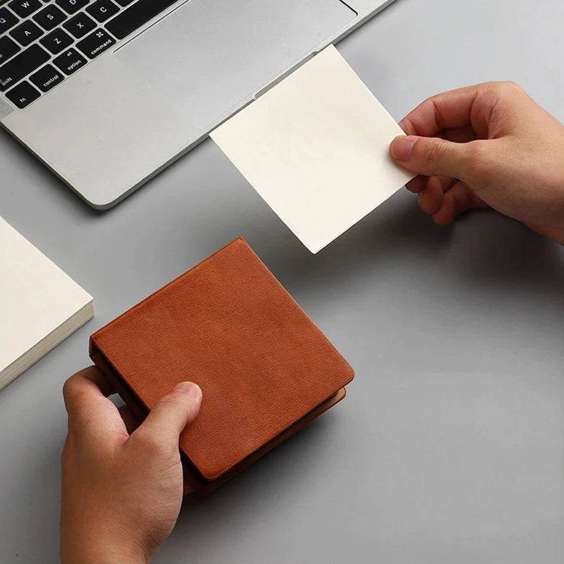 3D Brick PU Leather Sticky Note Holder – 180 Pages Desk Organizer Sticky Note Holder Axl