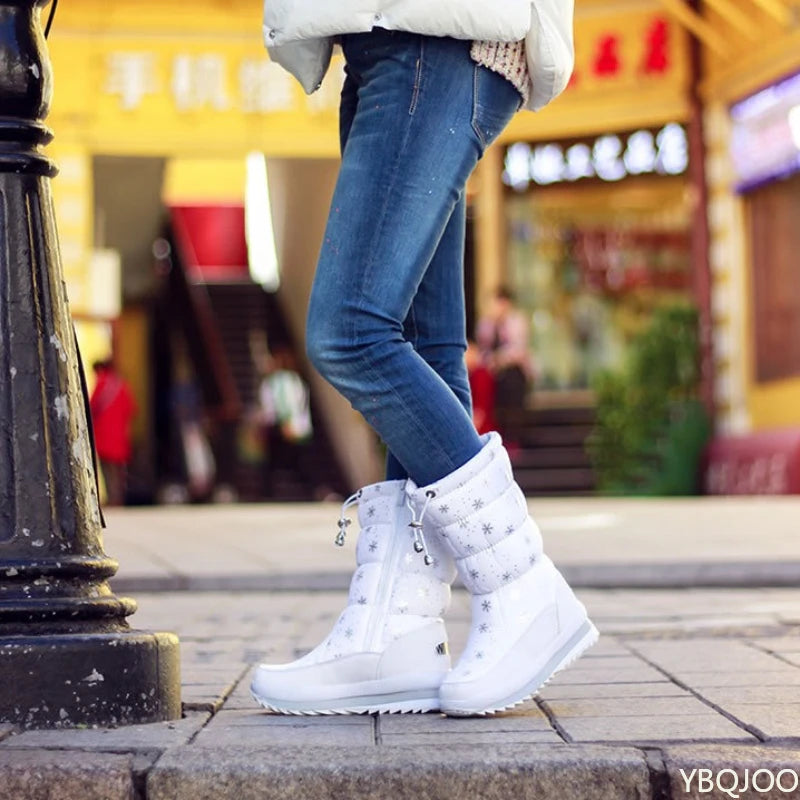 Women's Waterproof Non-Slip Plush Mid-Calf Snow Boots Women's Snow Boots Axl