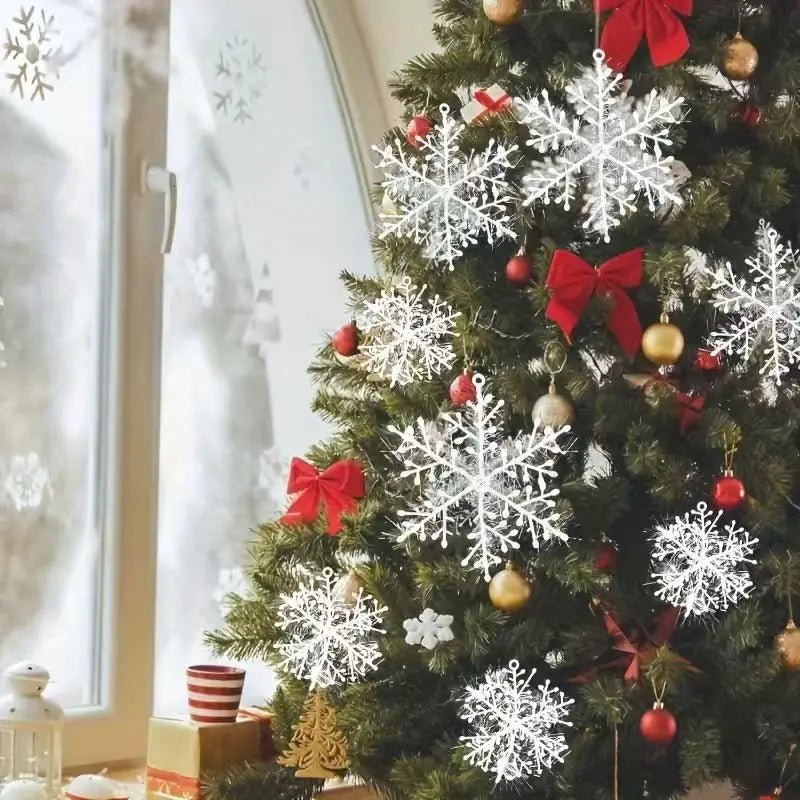 60/90 Pc Christmas Snowflake Ornament Set – Holiday Tree Decor Christmas Ornament Set Axl