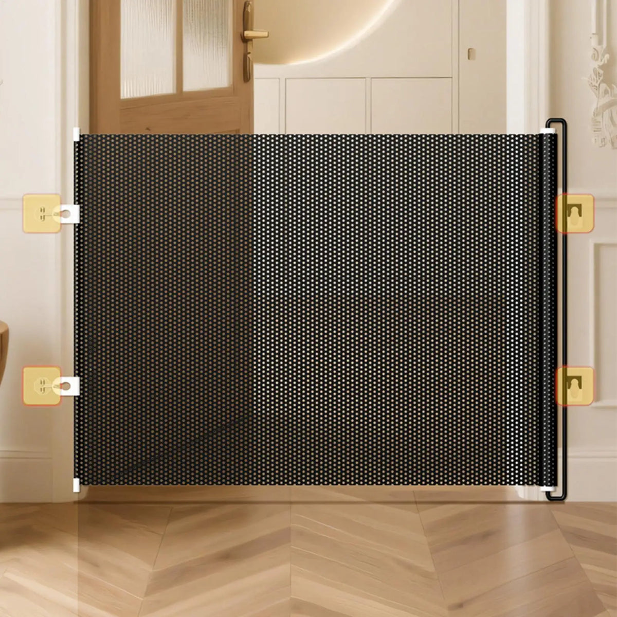 Retractable Pet Gate – Dog & Cat Safety Barrier, No-Drill Retractable Pet Gate Axl