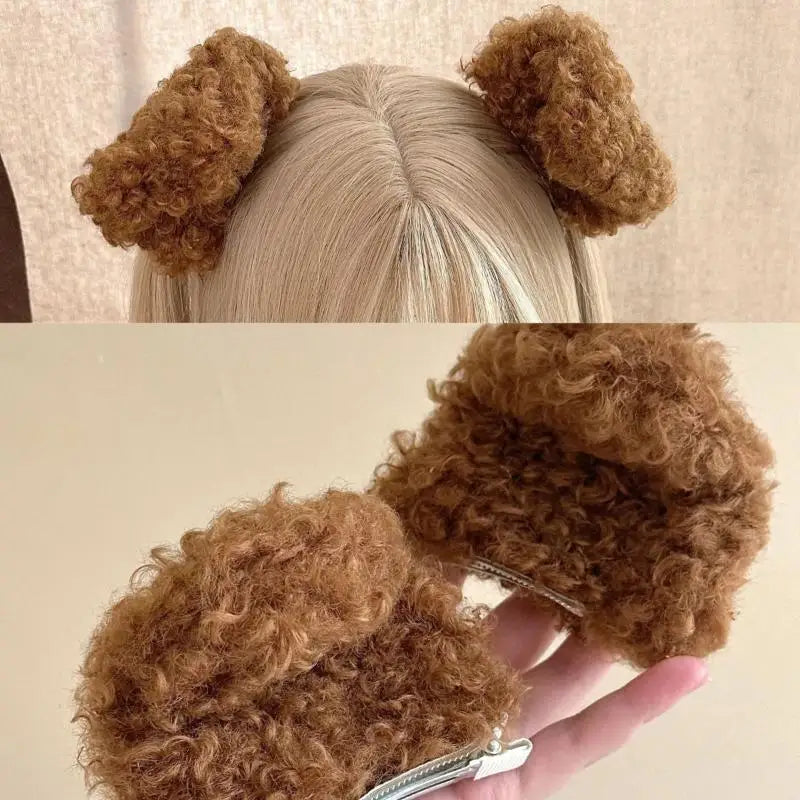Kawaii Puppy Ears Plush Hair Clips – Cute Barrettes for Girls Plush Hair Clips Axl